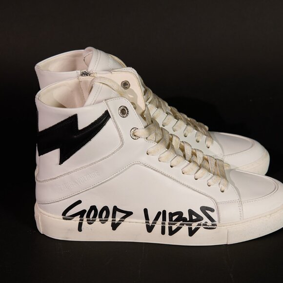 Zadig & Voltaire ZV1747 High Flash Good Vibes High Top Sneakers - Size 40 - Picture 2 of 5